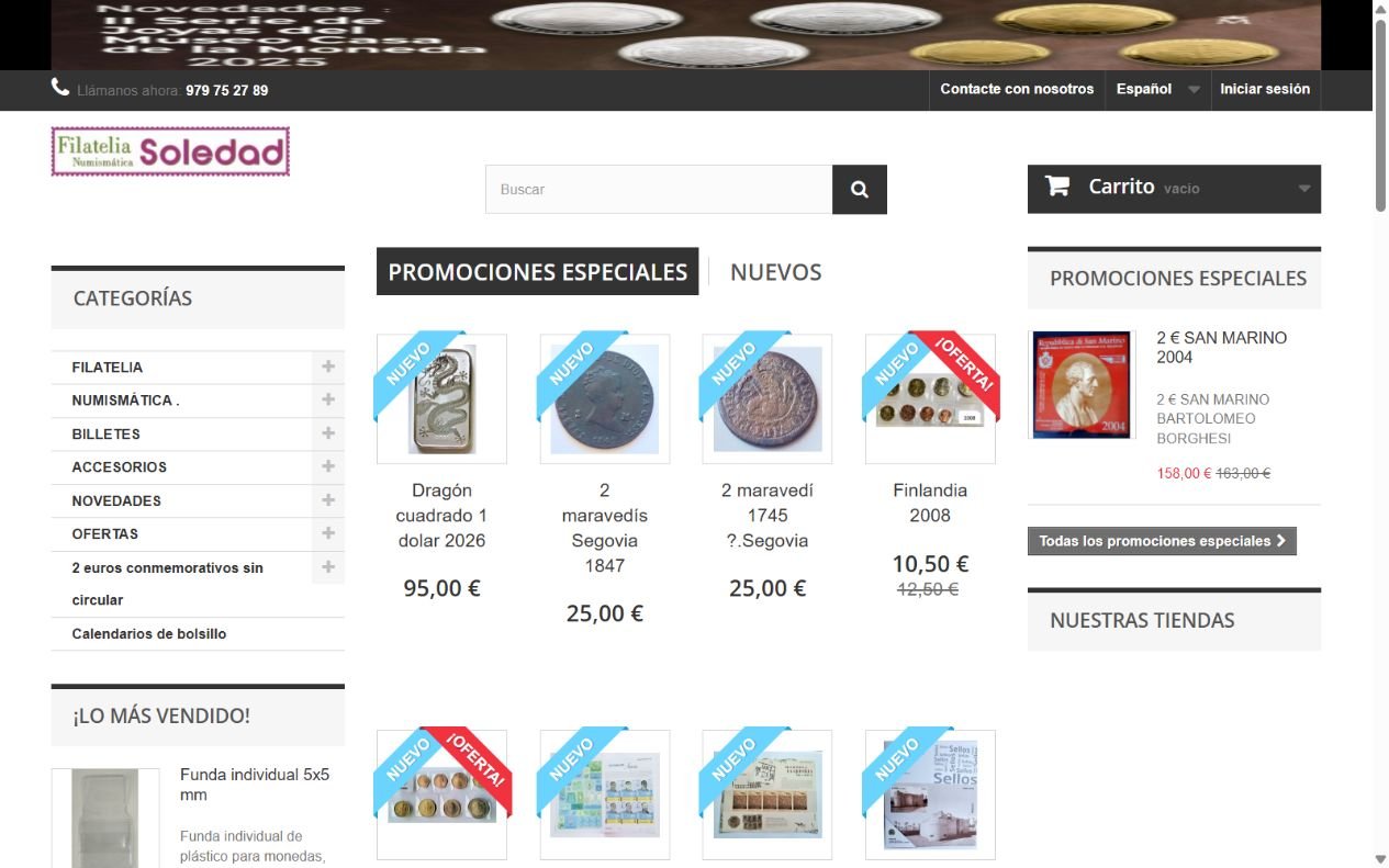 Web de Filatelia Soledad